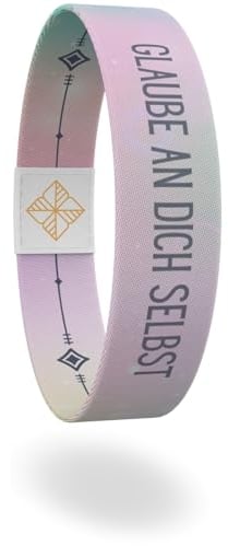 brands2love juma - glaubensband | Verschiedene Modele & Größen | Energie- & Motivations-Armbänder, Aus Stoff, Inspirierende Glücksbringer für Kinder, Damen Herren (Glaub an sich selbst, L - 19 cm)