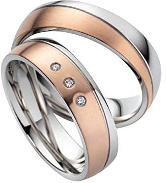 Eheringe Partnerringe Verlobungsringe Edelstahl mit Zirkonia + Gravur Antragsringe Trauringe Eheringe | 8012