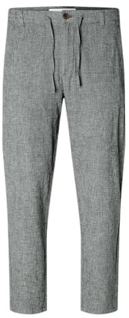 SELETED HOMME Herren Slh172-slimtape Brody Linen Pant Noos Chinohose, Sky Captain/Detail:Mixed W. Oatmeal, M EU