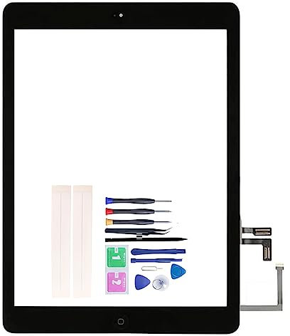 JayTong Écran Tactile Remplacement pour i-Pad Air 1st ipad 5 2013 A1474 A1475 A1476 Numériseur Verre Devant Écran Tactile + Outils [sans LCD] (Noir)