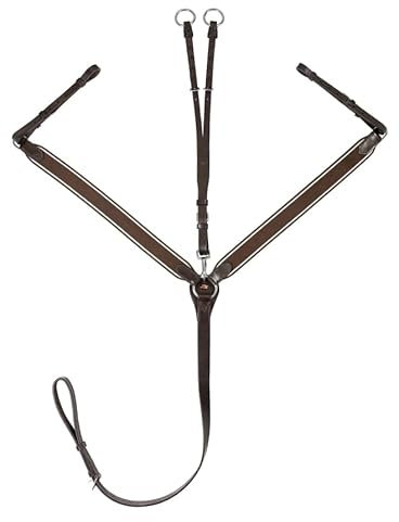 Start Brustgeschirr für Pferde – Verstellbares Vorderzeug mit elastischem Stretch-Gurt – Leder Brustpanzer mit Edelstahl-Schnalle – Pferdezubehör für Komfort & Sicherheit (Pony, Braun)