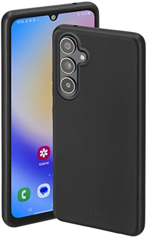 Hama Hülle für Samsung Galaxy A34 5G (Handyhülle schützt vor Stößen, Kratzern und Schmutz, Schutzhülle ermöglicht induktives Laden, seidig Mattes Case aus TPU mit weichem Innenfutter) schwarz