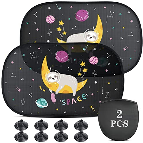 Oziral Auto Sonnenschutz für Babys 2 Stück mit 8 Saugnäpfen 51 x 31cm(20 * 12Zoll) Kinder Autofenster Sonnenschutz Auto UV Sonnenschutzband PVC-Klebe statischer Sonnenschutz Kinderauto Seitenfenster