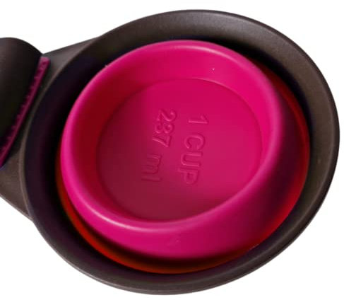 ZENDEU Cuchara Multiusos de Silicona para Comida de Mascotas, taza de medición plegable y clip de sellado para bolsa de alimentos para perros y gatos (Medium-Rose)