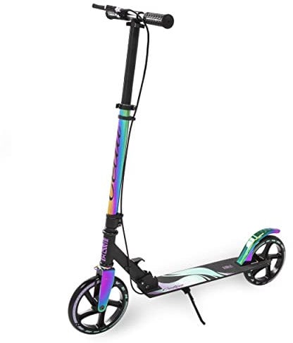 RAVEN Scooter Roller Tretroller Kickscooter für Kinder Erwachsene |klappbar | höhenverstellbar | Tragegurt | Klingel | Flaschenhalter (Celia Black mit Handbremse, 200mm)