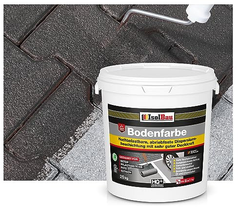 Isolbau Bodenfarbe - 25 kg - Boden- und Betonfarbe für Keller, Garage, Werkstatt - Wasserfeste Bodenbeschichtung für innen & außen - Schwarz (RAL)