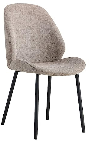 House Nordic Chaise de Salle à Manger en Polyester Pierre Avec Pieds Noirs