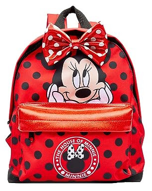 Disney Minnie Mouse Backpack for Kids – Lightweight School Bag with Front Pocket, 3D Design Bow for Girls & Boys, Preschool Rucksack, Ideal for Back-to-School, Travel or Casual Everyday Use (Red)