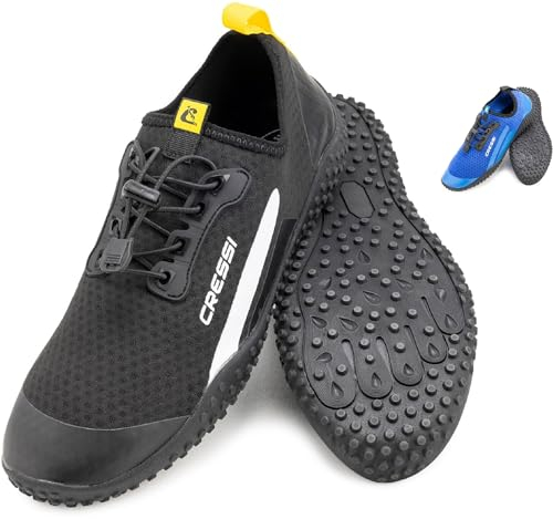 Cressi Unisex-Adult Sonar Shoes Wasserschuh für Erwachsene aus Mikroperforiertes Gewebe, Schwarz/Gelb, 46 EU