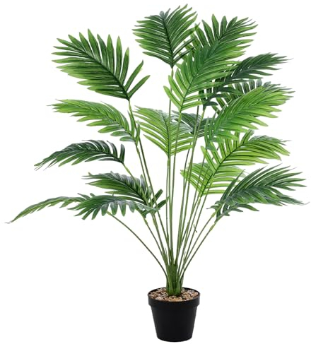 NIBESSER Pianta Finta da Interno 84 cm Pianta Artificiale da Esterno Grande Alta Palma Areca Artificiale con Vaso in Plastica per Decorazioni Casa Soggiorno Camera da Letto Balcone