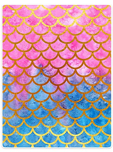 FJAUOQ Rosa Meerjungfrauen-Decke 101,6 x 127 cm, für alle Jahreszeiten, gemütliche Decke für Couch, Sofa, Bett