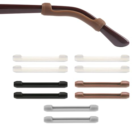 COACOM 5 paia di estremità antiscivolo per occhiali, comodi accessori per occhiali in silicone per evitare che gli occhiali scivolino dal naso, Nero , Taglia unica