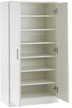 MMT Shoe Storage Cabinet Elegant Wooden Shoe Cabinet - 2 Door Shoe Storage with Adjustable 6 Shelves - 108cm Tall