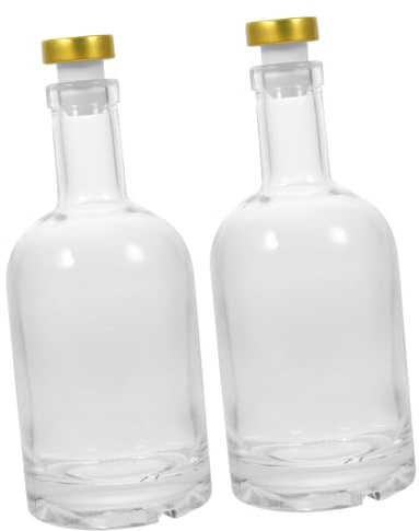 LIFKOME 2pcs Thickened Glass Vodka Liquor Wine Bottles 200ml Heavy Base for Home Bar Whiskey Decanter Set