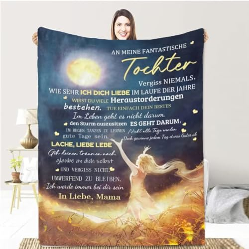 Aevmsor Personalisierte Decke Geschenk für Tochter Von Eltern, Positive Ermutigung von Mutter zu Tochter, Brief Decken Geschenke Für Weihnachten Geburtstag Graduierung, Super weiche Flanelldecke