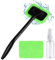 URAQT Car Windscreen Cleaner Brush, Detachable Car Window Cleaner with 2 Washable Microfiber Pads, Kitchen Home Auto Inside Glass Wiper, Inside Car Cleaning Tool for Fog Moisture Removal(Green)