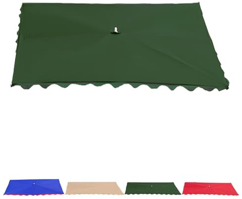 Toldo de repuesto verde de 10 x 8 pies para sombrilla de patio con 6 varillas, 4 opciones de color, 400 x 250 cm