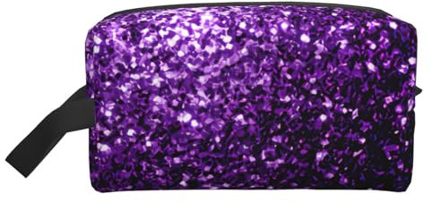 Belle trousse de toilette de voyage à paillettes violettes, grande capacité, trousse de toilette pour femme et homme, blanc, Taille unique