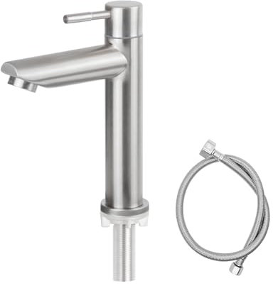Kaltwasserhahn Gäste WC, SEMANEY Wasserhahn nur Kaltwasser für Badezimmer, Kaltwasser Armaturen aus Edelstahl 304, Gebürstet Nickel
