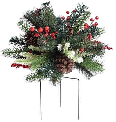 Relleno De Urna De Navidad – Relleno De Macetero Artificial para Vacaciones| Arreglo De Árbol De Navidad con Estaca De Trípode, Relleno De Urna De Jardín De Porche para Jardín De Porche