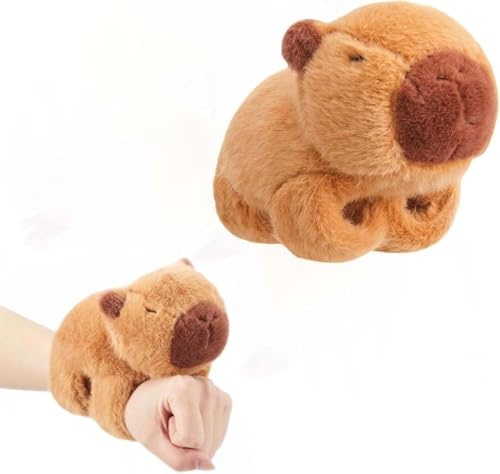 MisFun Capybara Schnapparmband Kinder, Simulation Capybara Plüschtier, Capybara Kuscheltier Snap Armband, Weiche Plüschtier Capybara Kuscheltier, Geschenk für Kinder Und Freunde (A)