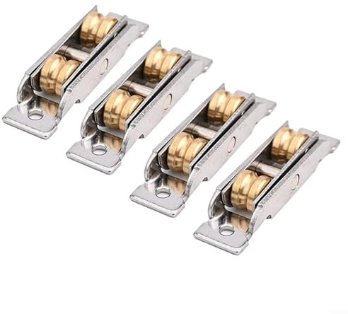 4 x Schiebetürrollen, Kugellager, Radmontage, für Terrassen-Glastüren, Fenster, Tore, Bildschirmtüren, Edelstahl, Kupfer, robuste Ersatzbeschläge (B)