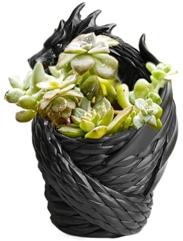 1PC Succulent Pots Innovative Dragon Themed Succulent Planter Synthetic Resin Flower Pots Decorative Garden Ornament for Indoor & Outdoor