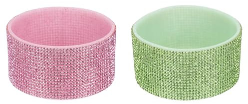 PATIKIL Chaussette En Silicone Pailletée, 2 Pcs Protège-Bouteille Diamanté Brillant Anti-Dérapant Accessoire Pour Stanley Tumbler 20-40OZ Avec Fond De 2.9-3, Rose/Vert