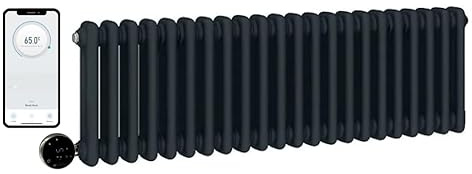Manissa Wifi Electric 2 Column Anthracite Smart Radiator 300mm H x 600mm W | Smart WiFi Controlled, Traditional Design, 7 Day Programming, Cast Iron Type, App Compatibility, Old School Style