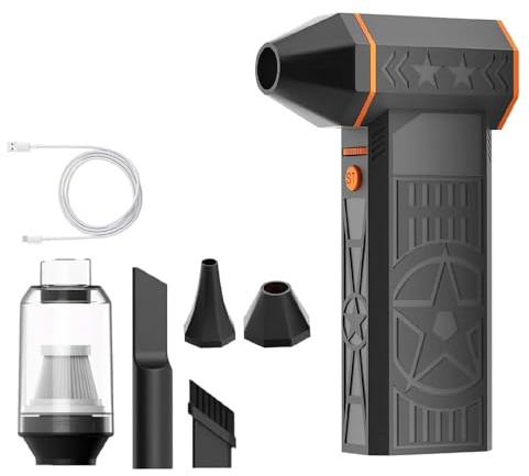SchneebläSer, 120w 150.000 U/min, Hochleistungs Thermo SchneefräSe, Stufenloses Getriebe Turbo Fan, SchneefräSe Auto, Druckluft-Staubwedel Mit 8000mah Akku FüR Auto Auftauen Trocknen Reinigen