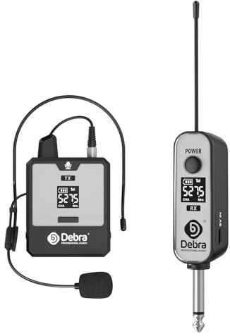 UHF Wireless Microphone System with 30 Channels, Headset & Lavalier Mic, 50m Range & 6.35mm Output for Hands-Free Presentation, Fitness and Streaming