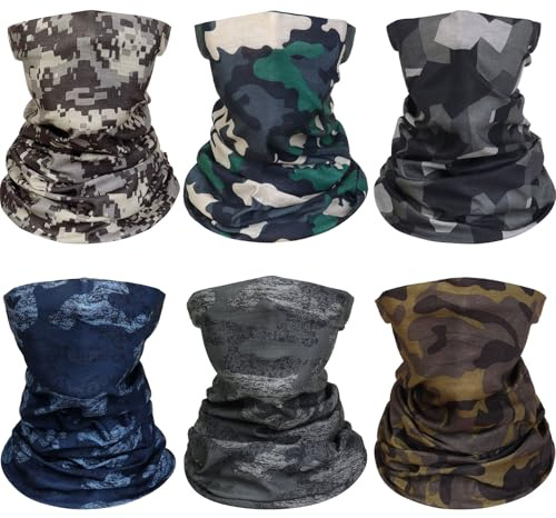 Awumbuk Halstuch Herren & Damen 6 Stück, Multifunktionstuch Unisex Nahtlose Bandanas Schlauchschal Herren Winddicht Halswärmer Motorrad Loop Schal Herren für Outdoor Arbeit Radfahren Laufen