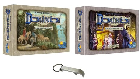 Dominion-Set für Grundspiel und Handlung auf Französisch + 1 Flaschenöffner – Gesellschaftsspiel Strategie Deckbuilding – 2 bis 4 Spieler – ab 8 Jahren
