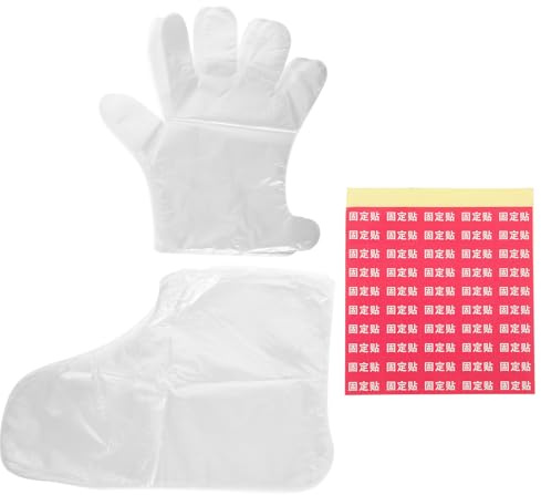 Beavorty Fuß und Handmasken Satz 1 Satz Transparente Feuchtigkeitshandschuhe und Fußpeeling Masken Sichere Anwendung mit Fixieraufklebern für Spa und Salon Einweg Pe Zufälliger Stil
