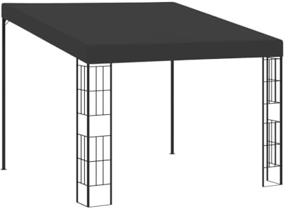 HETFTJN Tonnelle Murale 3x3 m Belvédère Adossé de Jardin, Pergola Murale en Acier Enduit de Poudre et Toile Polyester Anthracite, Abri de Terrasse Stable pour Espace Extérieur
