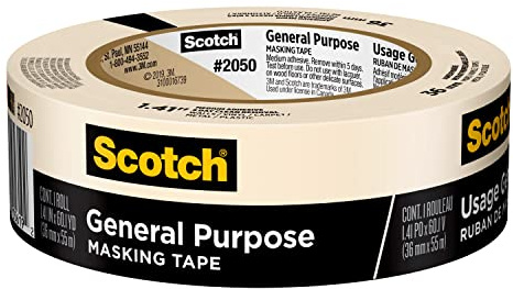 Scotch General Purpose Masking Tape, Tan, Tape for Labeling, Bundling and General Use, Multi-Surface Adhesive Tape, 1.41 Inches x 60 Yards, 1 Roll