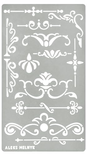 Aleks Melnyk #5 Schablonen Vintage Ornamente, Designer Metall Stencil für Möbel, vorlagen Shabby, chabby chic, Malerschablonen für die Wand Muster, Template, Brandmalerei, Gravur, Set 1 Stück