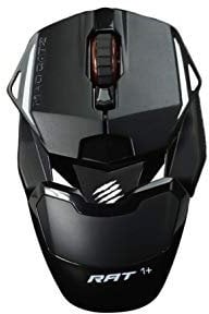 MADCATZ R.A.T. 1+ Souris Gaming Ultra Légère (60g) - Capteur Optique PAW3205, 2000 PPP, Repose-Poignet Réglable, Patins en PTFE, Ergonomique - Noire