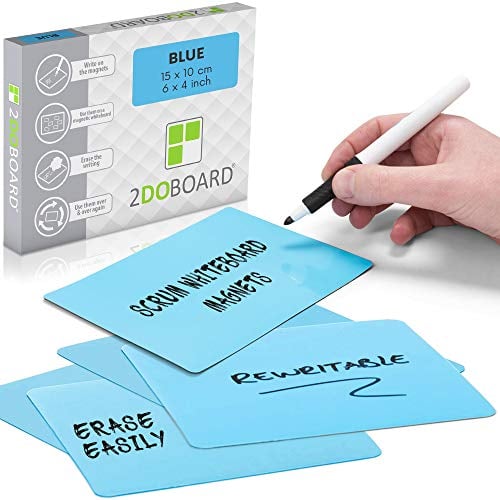 2DOBOARD Beschreibbare Magnete 15 x 10 cm für Kanban Board oder Scrum Tafel - 25 Stück - Blau - Scrum Karten für Whiteboard - Magnete zum beschriften - Magnetic Notes - Kanban Karten (Blau)