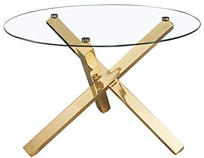 Capri Round Glass Top Dining Table with Gold Finished Legs