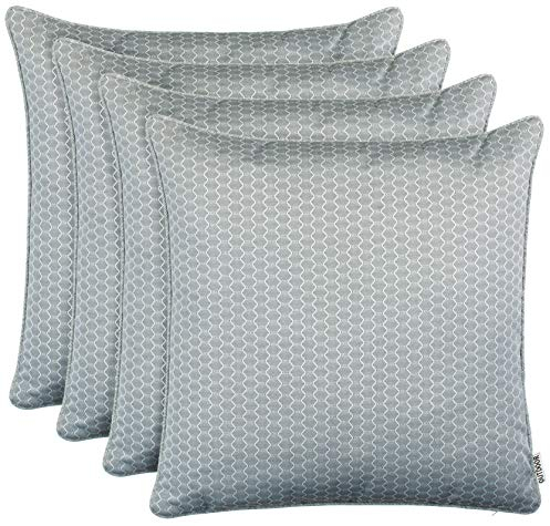 Brandsseller Outdoor Garten Kissen Dekokissen Wabenoptik Schmutz- und Wasserabweisend mit Reißverschluss ca. 45x45cm 4er Set Hellgrau