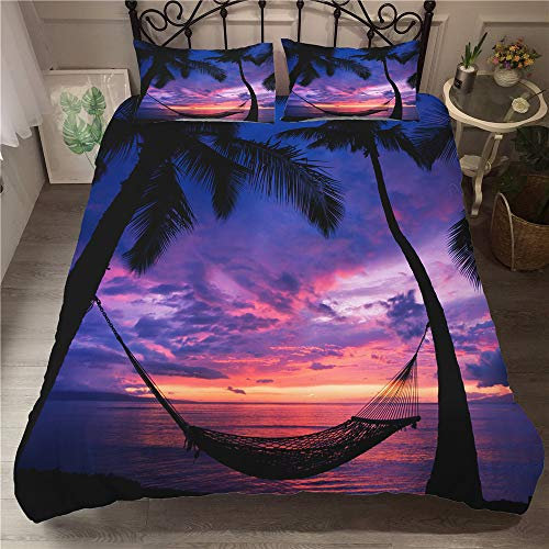 Odot 3D Bettwäsche-Set, Bettwäsche Set 100% Mikrofaser mit Reißverschluss Sparset Bettbezug mit Reißverschluss und Kopfkissenbezüge (2pcs-135x200cm,Hängematte)