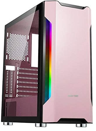 Caso Gaming Rosa, Cassa Gaming PC ATX Mid-Tower - I/O Anteriore USB 3.0 Port - Vetro Temperato Pannello Laterale - Sistema Di Gestione Dei Cavi - Water-Cooling Pronto (Color : Pink)