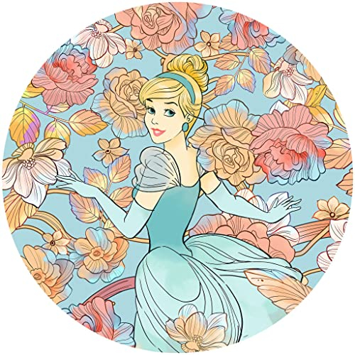 Disney Komar DOT runde und selbstklebende Vlies Fototapete Cinderella Pastel Dreams - Ø Durchmesser 125 cm - 1 Stück - Tapete, Kinderzimmer, Wandtattoo, Mädchen - DD1-003