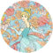 Disney Komar DOT runde und selbstklebende Vlies Fototapete Cinderella Pastel Dreams - Ø Durchmesser 125 cm - 1 Stück - Tapete, Kinderzimmer, Wandtattoo, Mädchen - DD1-003