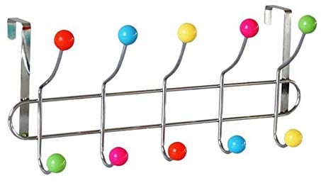 TopHomer Tür-Garderobe, Leiste mit 10 Haken mit bunten Kugeln Farbenfrohe Wandgarderobe Garderobe