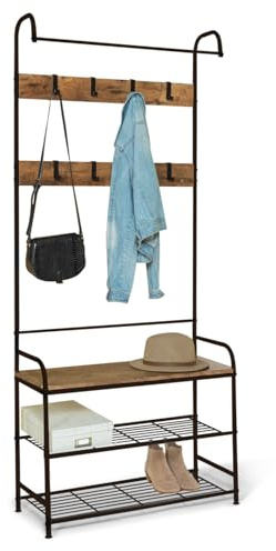 IDMarket - Eingangsgarderobe Pedro 79 cm Holz und Schwarz Industriedesign