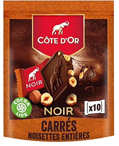 COTE D'OR - Chocolat Carrés Noir Noisettes 200G - Lot De 3