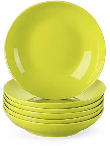 LOVECASA, Série SWEET, Assiette Creuse à Soupe en Porcelaine, 6 Pièces, 21 cm, 550 ml, Assiette Couleur Pure