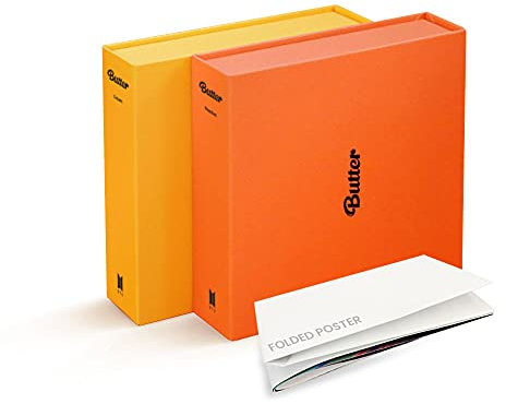 Bangtan Boys BTS BUTTER Set (Cream ver +Peaches ver) Single album [with Extra Lenticular Photocard and Sticker] (Pre-Order limited Posters (Folded))